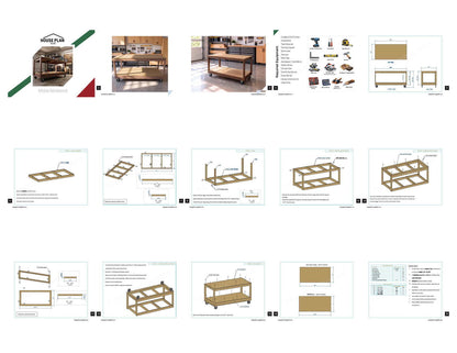 Workbench DIY Plans, Mobile Rolling Workbench, 2x4 Garage Work Table with Storage Shelf