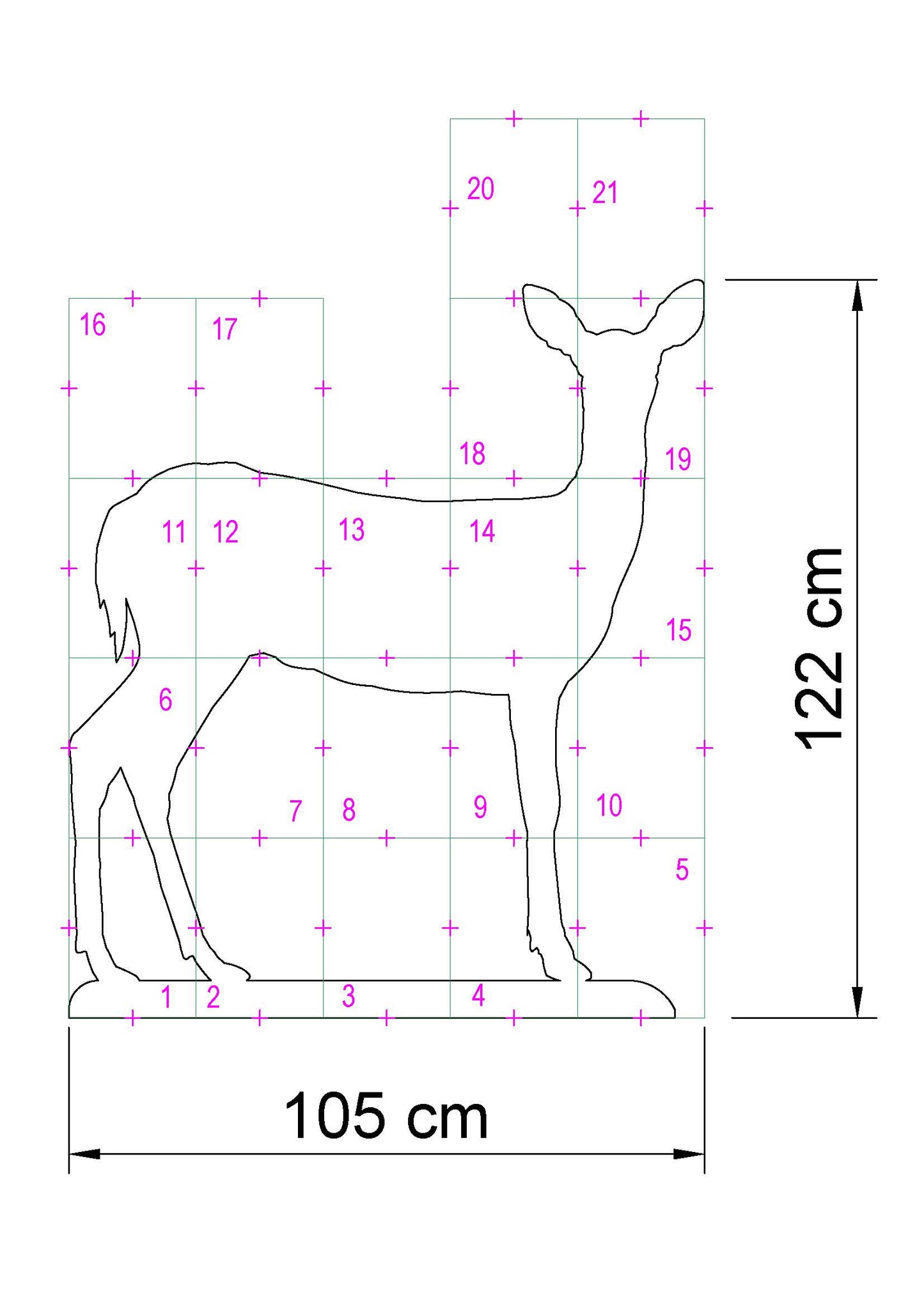 4ft Fawn Silhouette Template / Christmas Outdoor Decor (PDF)