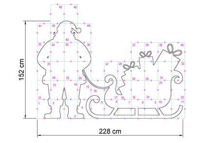 Santa Claus Decor / 5ft Standing Santa and His Sleigh Full of Gifts (PDF)