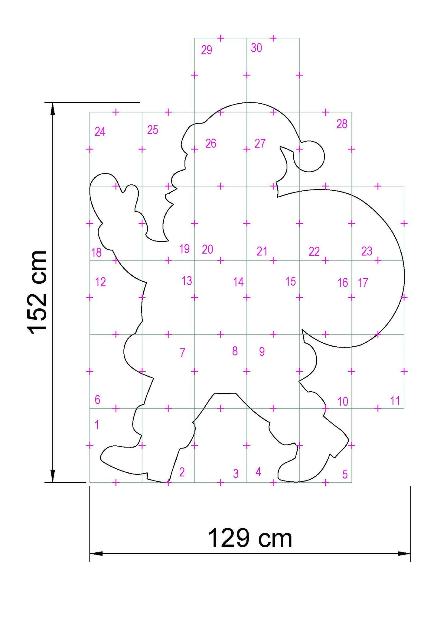 Waving Santa Claus Decor / 5ft Santa With Gift Sack (PDF)