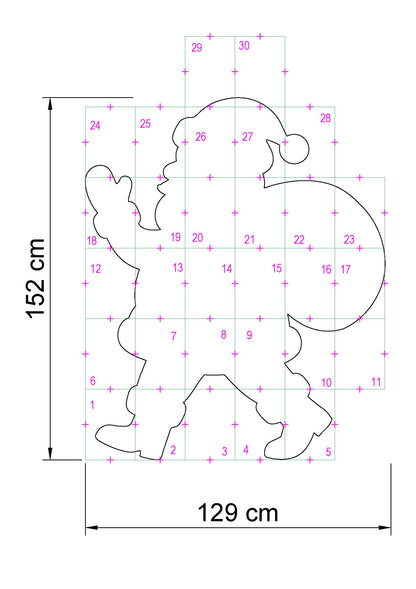 Waving Santa Claus Decor / 5ft Santa With Gift Sack (PDF)