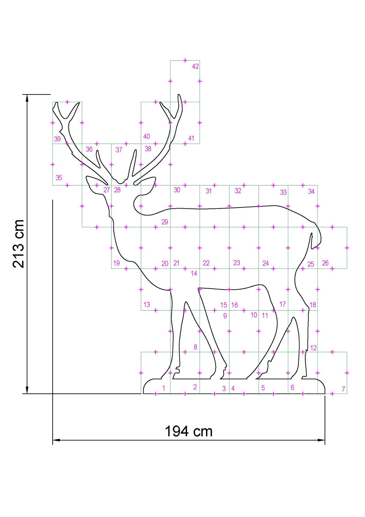 7ft Life Size Reindeer Silhouette | Deer Outdoor Decoration Pattern (PDF)