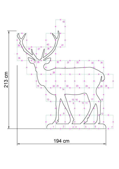 7ft Life Size Reindeer Silhouette | Deer Outdoor Decoration Pattern (PDF)
