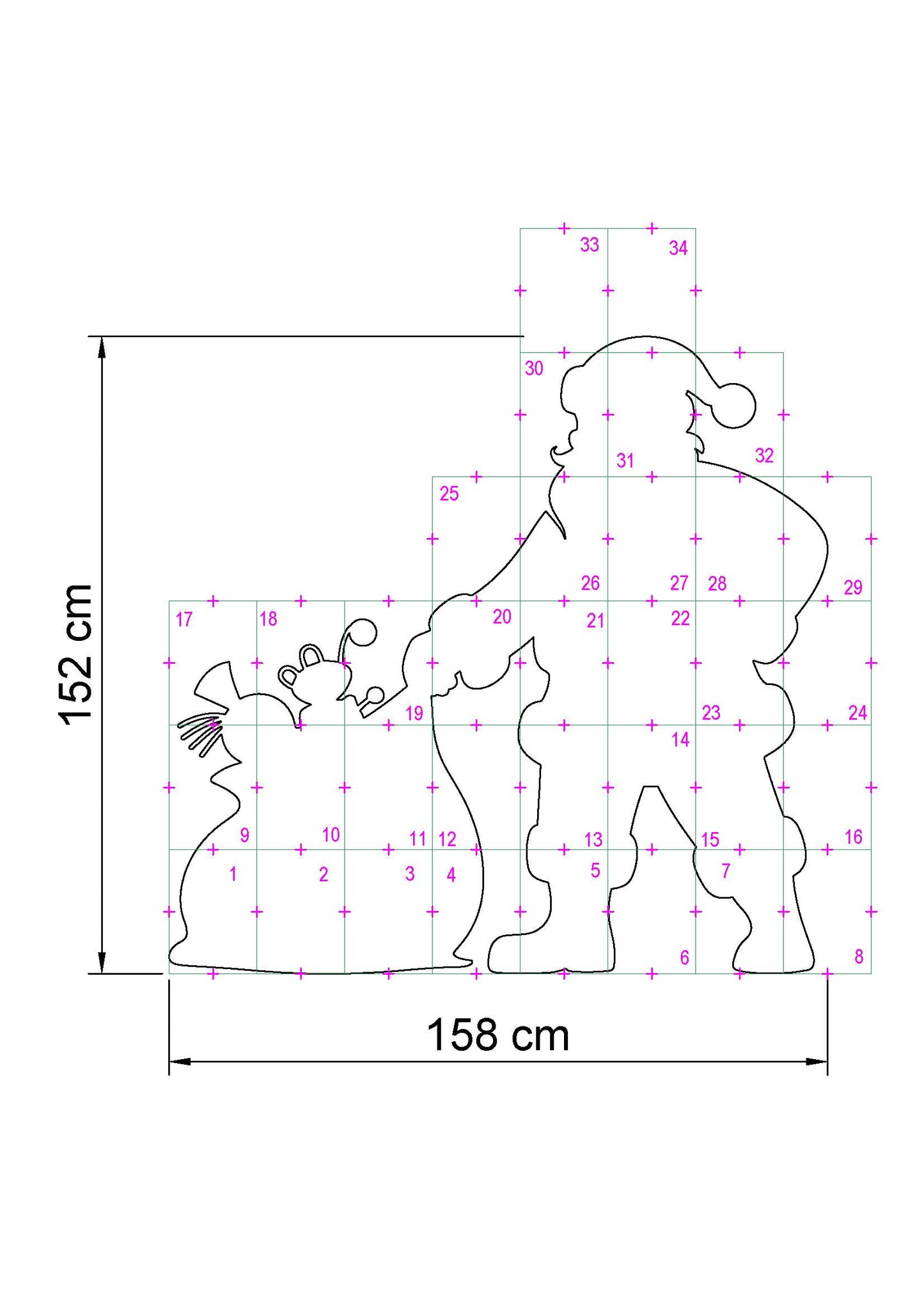 Standing Santa Claus Decor / 5ft Santa With Gift Sack (PDF)