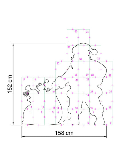 Standing Santa Claus Decor / 5ft Santa With Gift Sack (PDF)