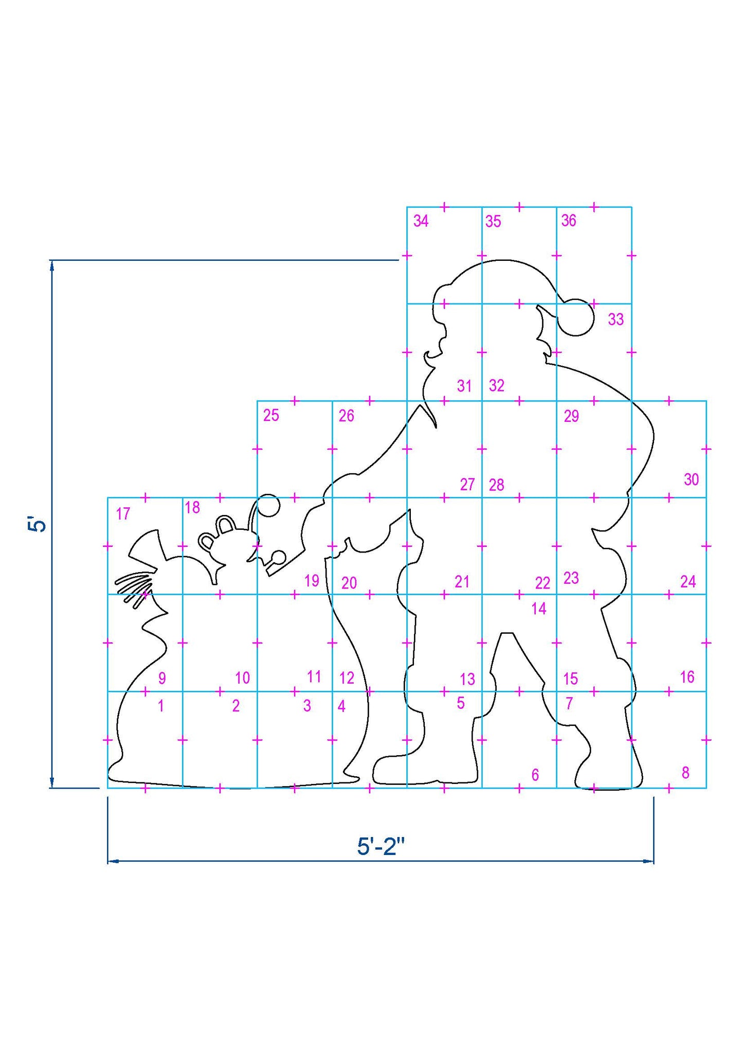 Standing Santa Claus Decor / 5ft Santa With Gift Sack (PDF)