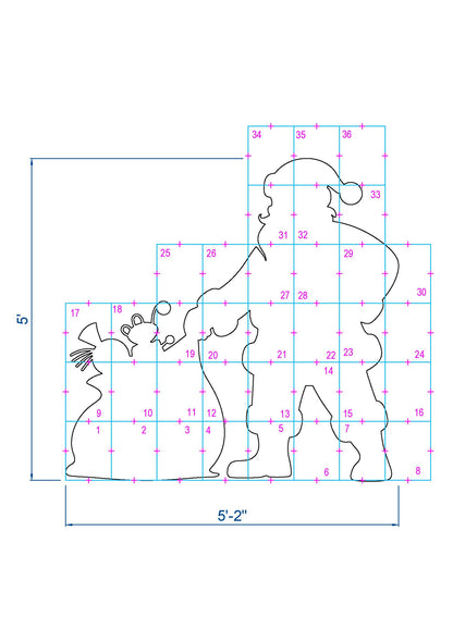 Standing Santa Claus Decor / 5ft Santa With Gift Sack (PDF)