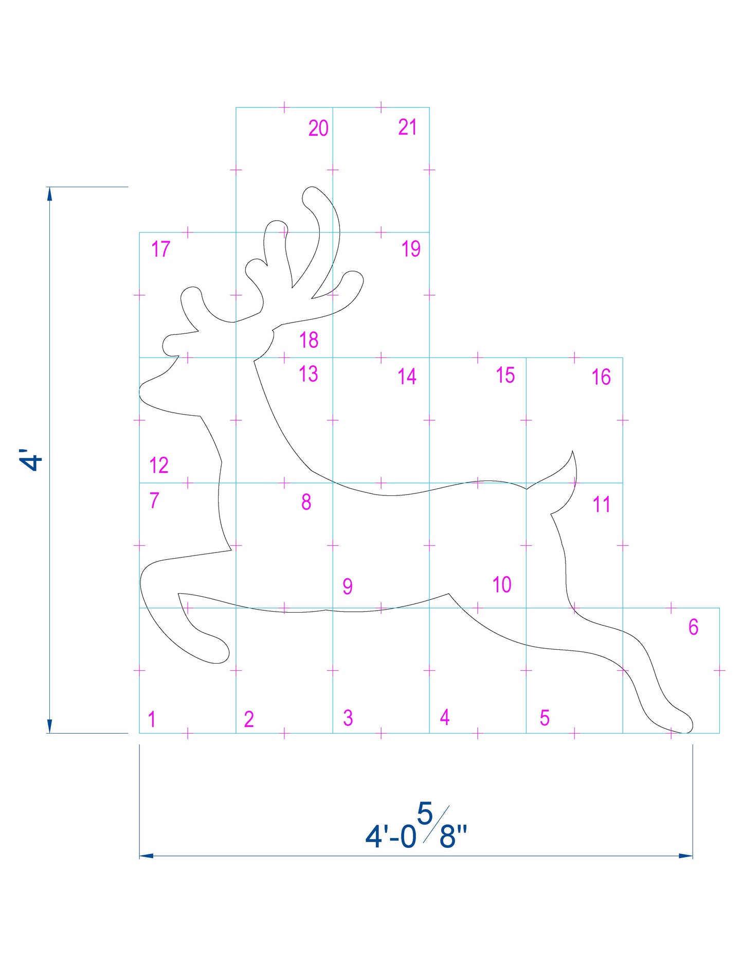 4ft Reindeer Calf / Baby Reindeer Silhouette Template (PDF)