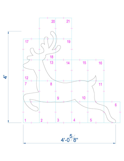 4ft Reindeer Calf / Baby Reindeer Silhouette Template (PDF)