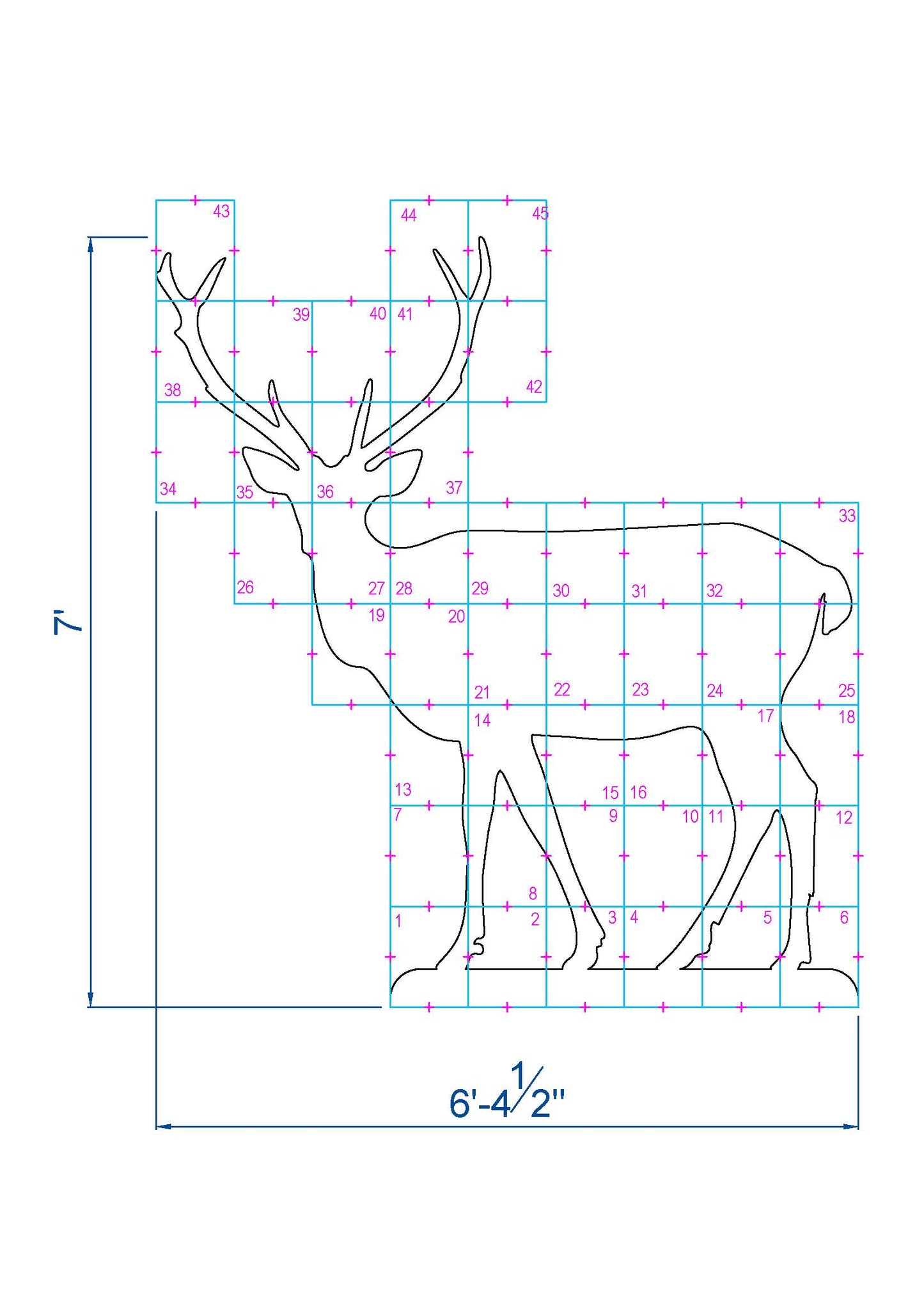 7ft Life Size Reindeer Silhouette | Deer Outdoor Decoration Pattern (PDF)