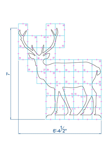 7ft Life Size Reindeer Silhouette | Deer Outdoor Decoration Pattern (PDF)