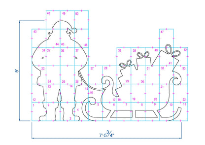 Santa Claus Decor / 5ft Standing Santa and His Sleigh Full of Gifts (PDF)