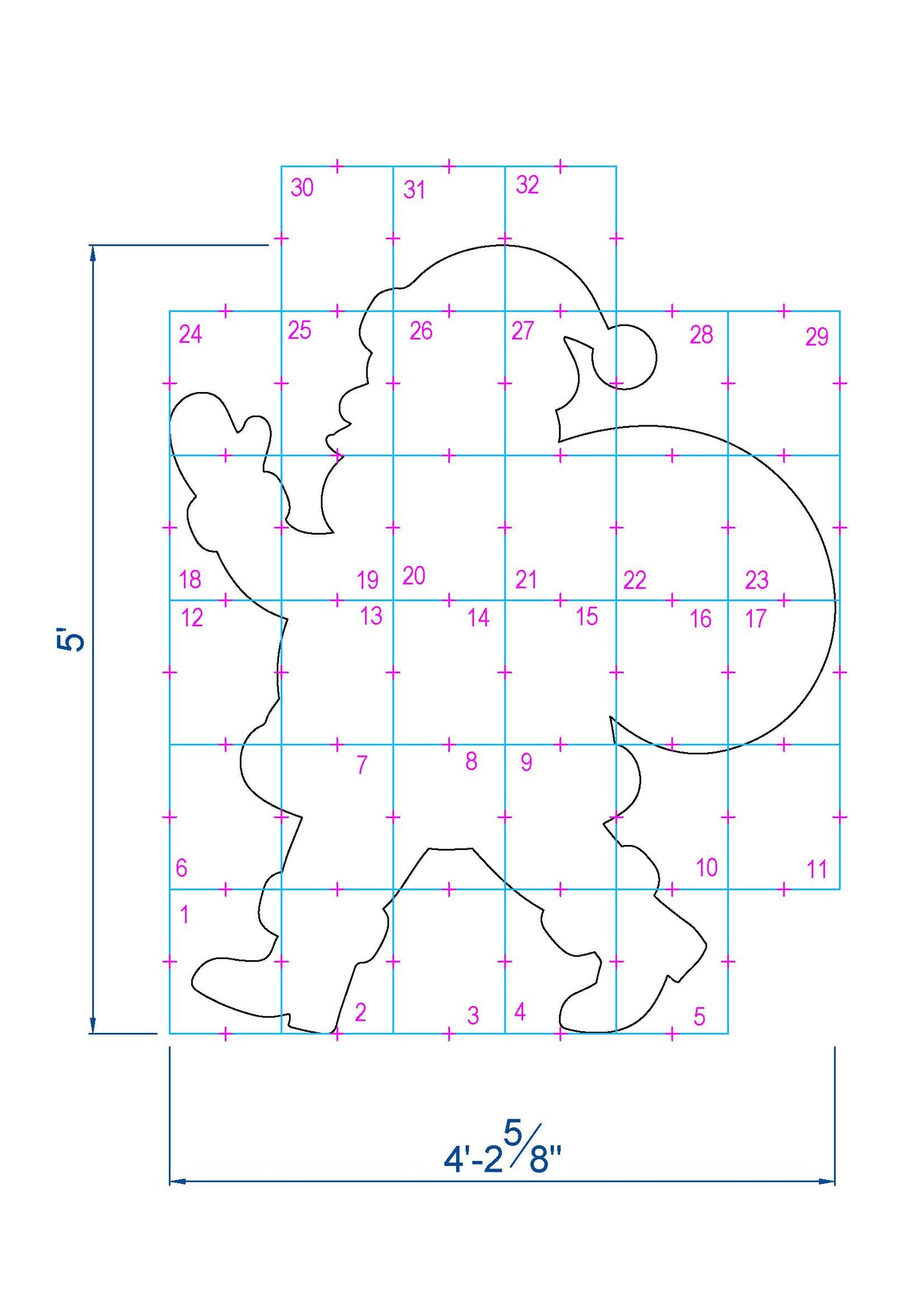 Waving Santa Claus Decor / 5ft Santa With Gift Sack (PDF)