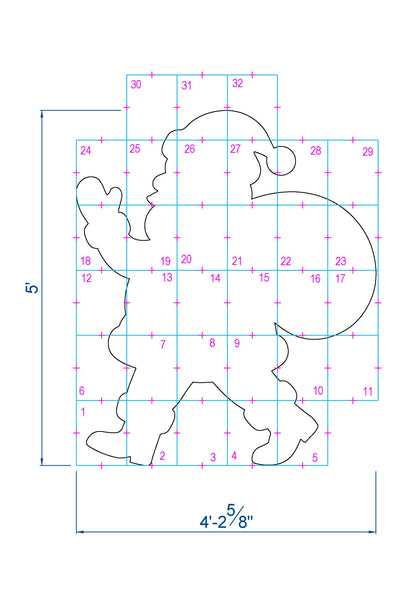 Waving Santa Claus Decor / 5ft Santa With Gift Sack (PDF)