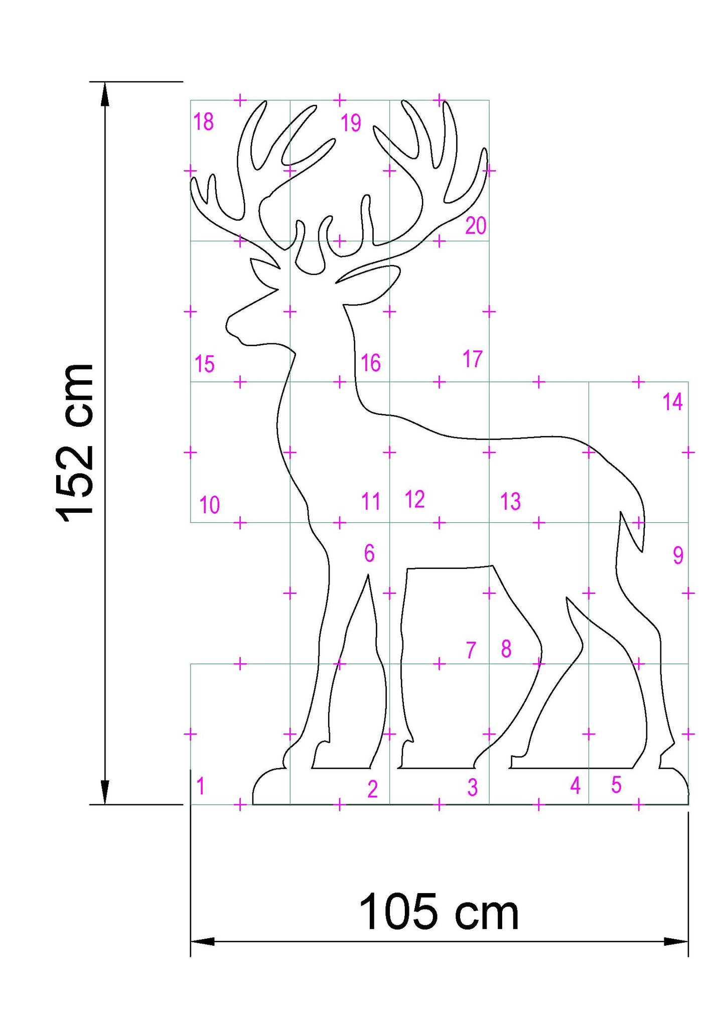 5ft Reindeer Calf Template | Large Christmas Reindeer Stencil (PDF)