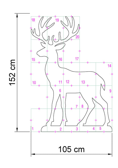 5ft Reindeer Calf Template | Large Christmas Reindeer Stencil (PDF)