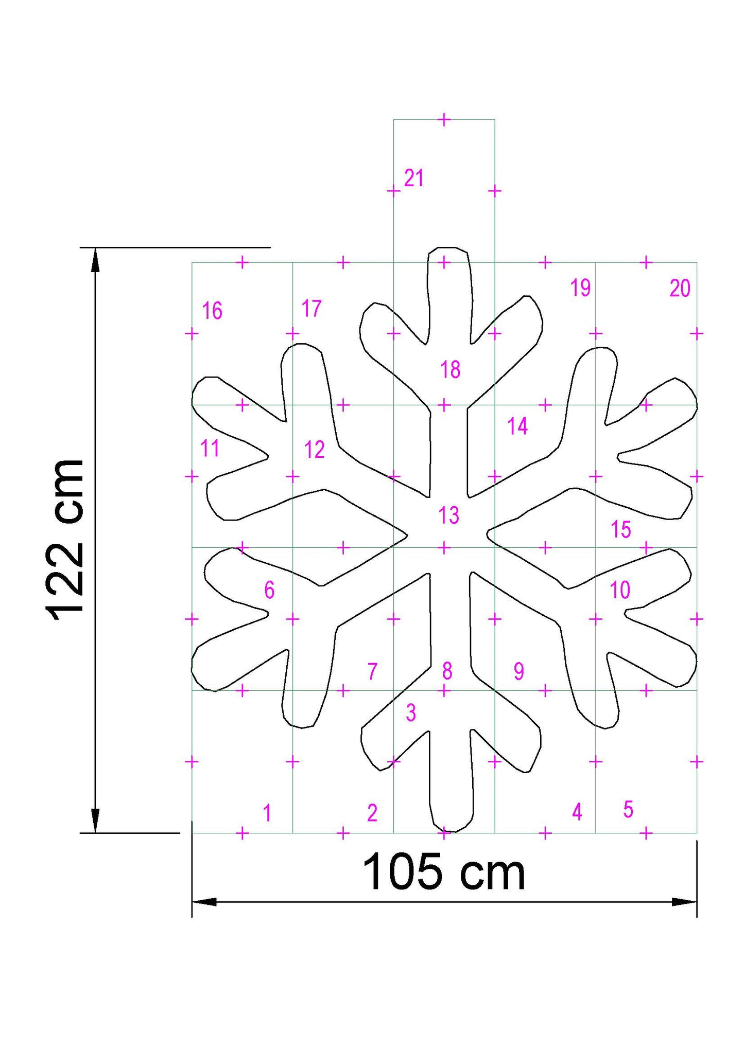 Snowflake Silhouette Template / 4ft Flake Christmas Silhouette Decor (PDF)