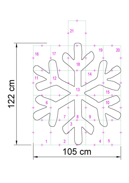 Snowflake Silhouette Template / 4ft Flake Christmas Silhouette Decor (PDF)