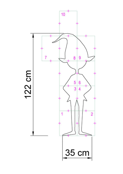 4ft Santa's Elve Silhouette Template / Christmas Silhouette Decor (PDF)
