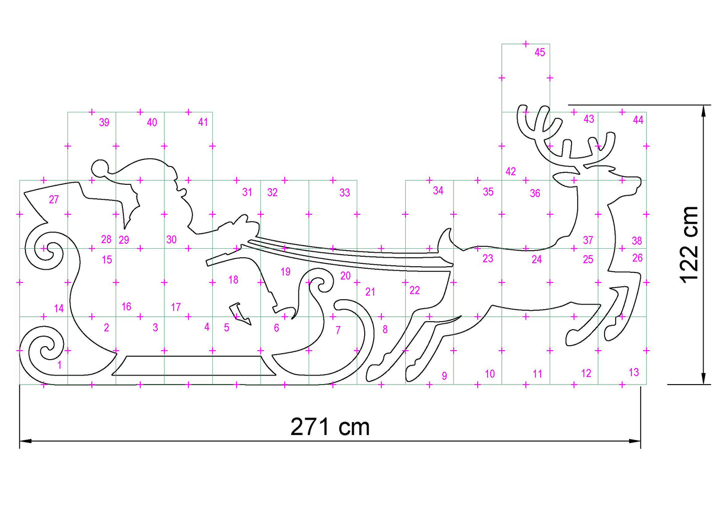 Santa Claus Decor / 4ft Flying Santa's Sleigh & Reindeer Silhouette Template (PDF)