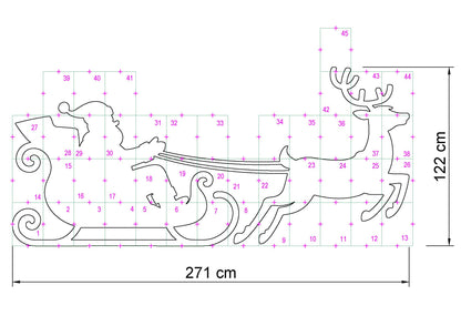 Santa Claus Decor / 4ft Flying Santa's Sleigh & Reindeer Silhouette Template (PDF)