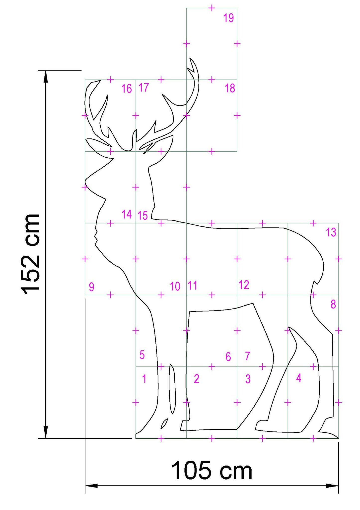 5ft Large Reindeer Silhouette Template (PDF)