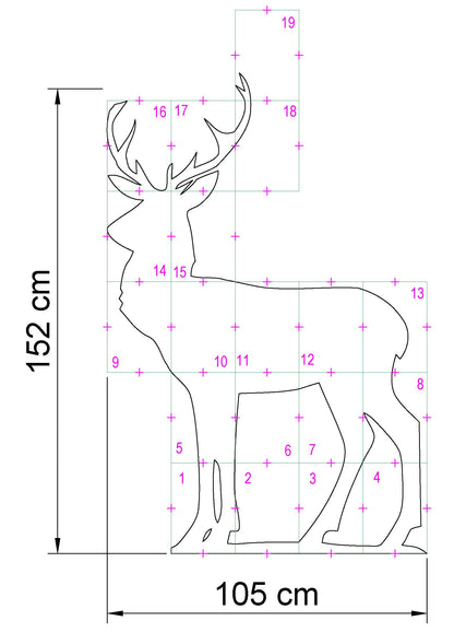 5ft Large Reindeer Silhouette Template (PDF)