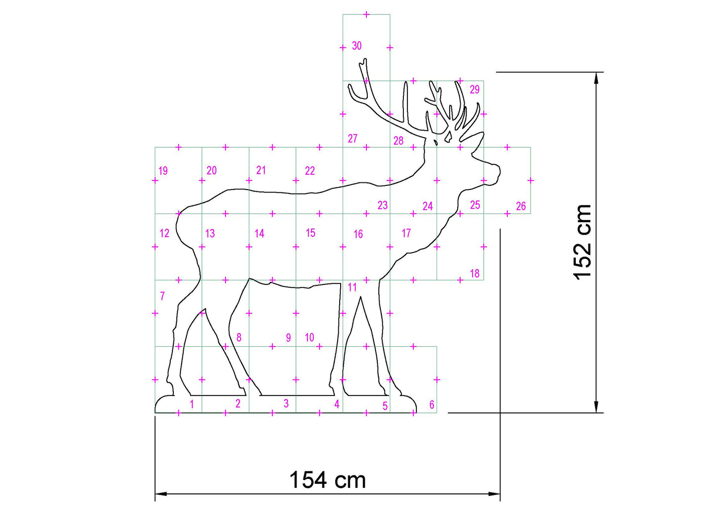 5ft Reindeer Calf Template | Large Christmas Reindeer Silhouette (PDF)