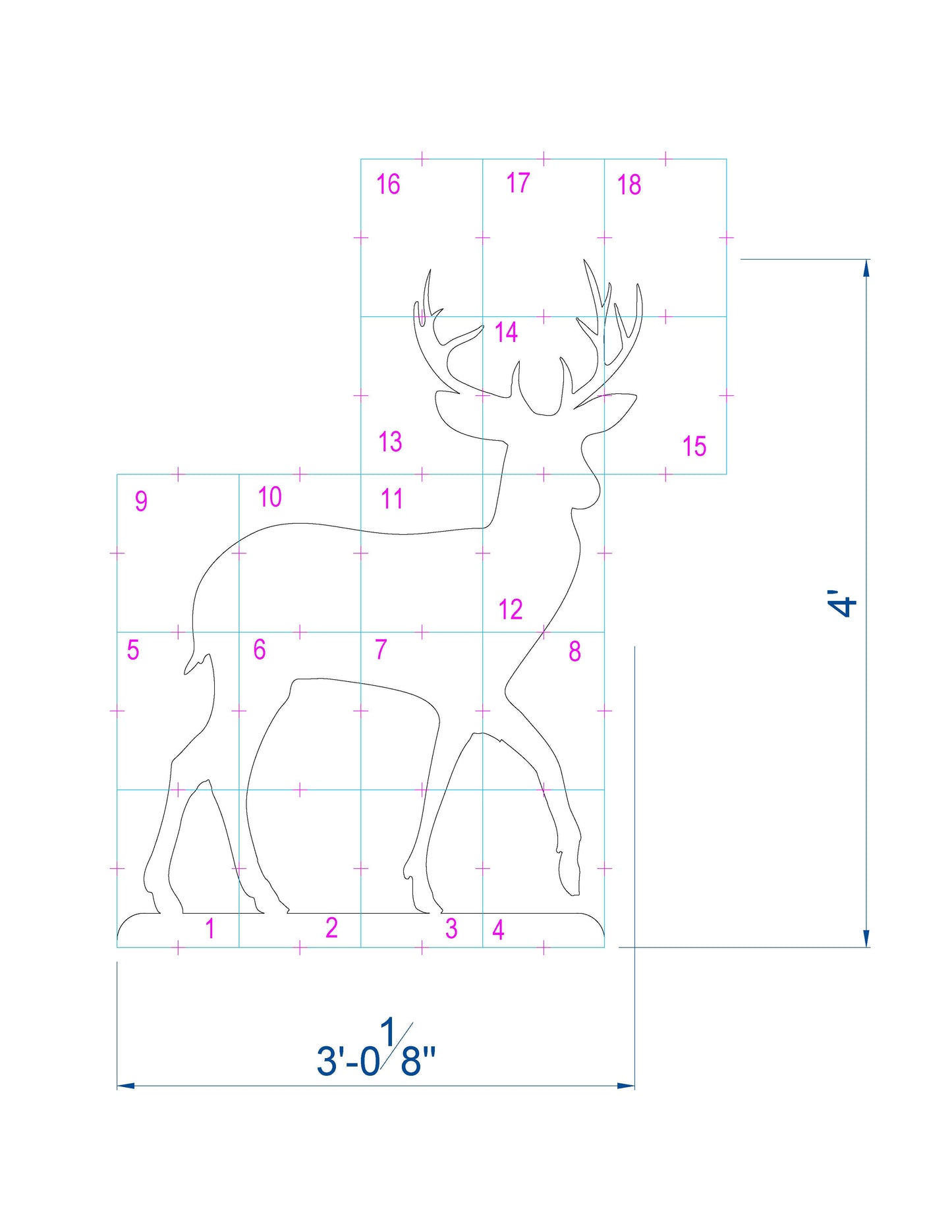 4ft Reindeer Calf Decor / Stencils Silhouette Template / Xmas printable (PDF)