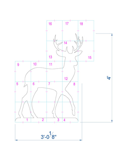 4ft Reindeer Calf Decor / Stencils Silhouette Template / Xmas printable (PDF)