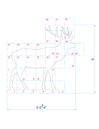 5ft Reindeer Calf Template | Large Christmas Reindeer Silhouette (PDF)
