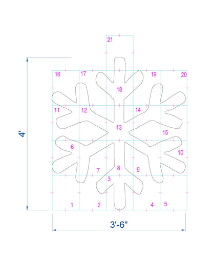 Snowflake Silhouette Template / 4ft Flake Christmas Silhouette Decor (PDF)