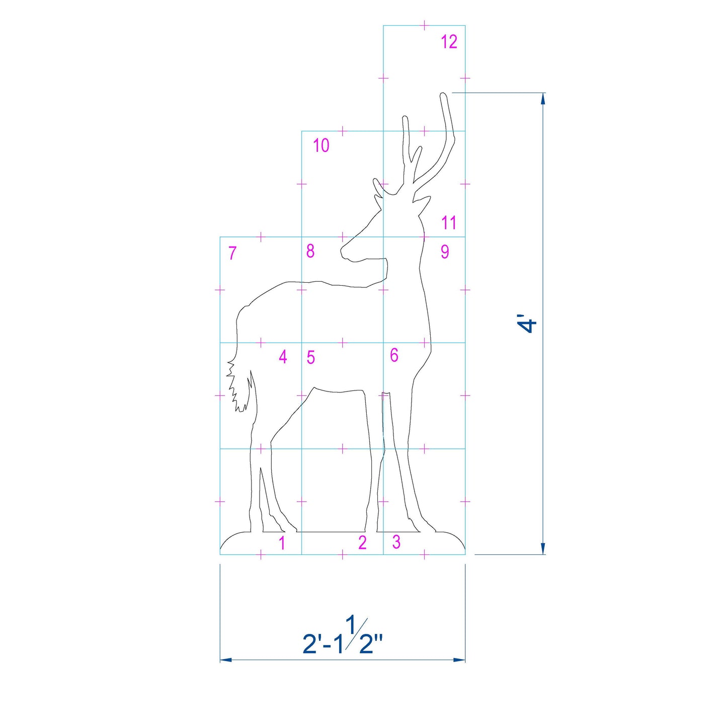 4ft Baby Reindeer / Reindeer Calf Silhouette Template (PDF)