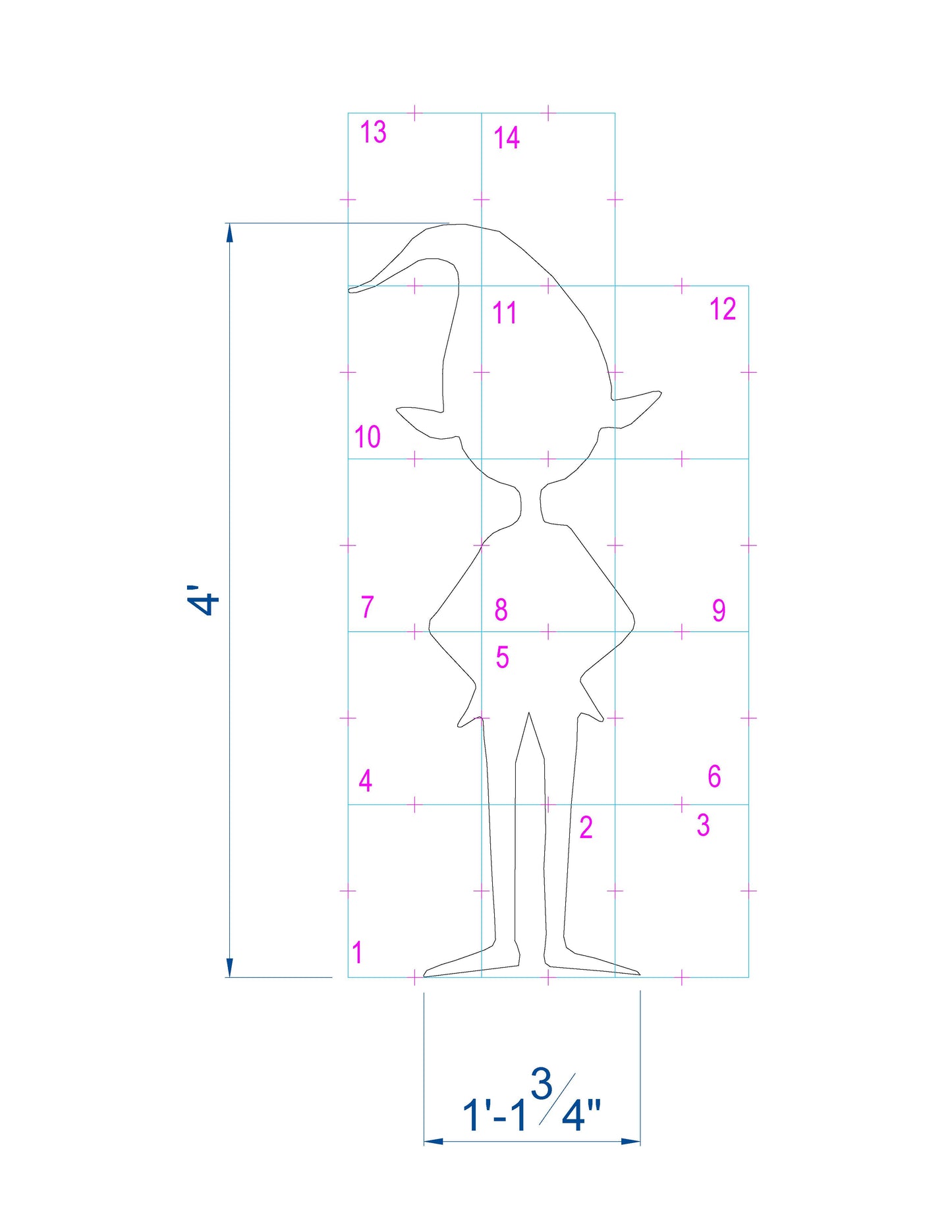 4ft Santa's Elve Silhouette Template / Christmas Silhouette Decor (PDF)
