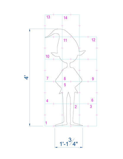 4ft Santa's Elve Silhouette Template / Christmas Silhouette Decor (PDF)