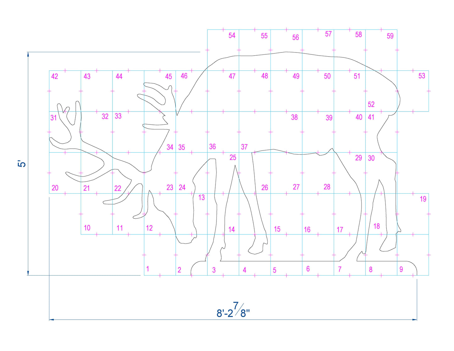 5ft Reindeer Silhouette (PDF)