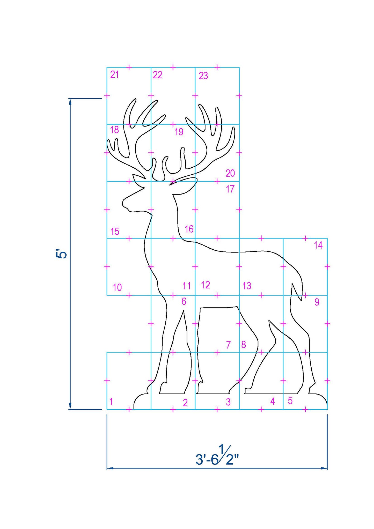 5ft Reindeer Calf Template | Large Christmas Reindeer Stencil (PDF)