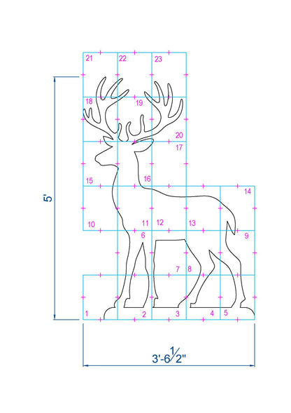 5ft Reindeer Calf Template | Large Christmas Reindeer Stencil (PDF)