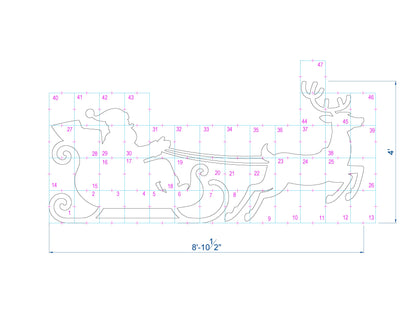 Santa Claus Decor / 4ft Flying Santa's Sleigh & Reindeer Silhouette Template (PDF)