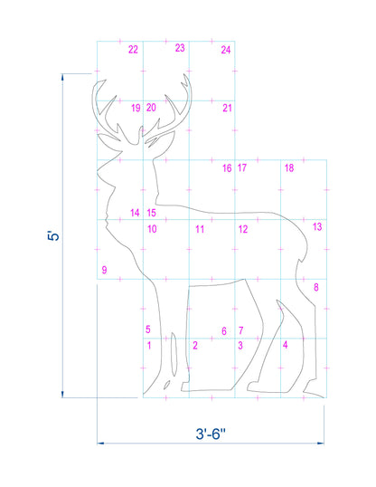 5ft Large Reindeer Silhouette Template (PDF)