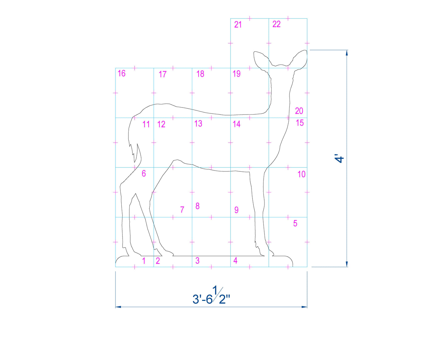 4ft Fawn Silhouette Template / Christmas Outdoor Decor (PDF)
