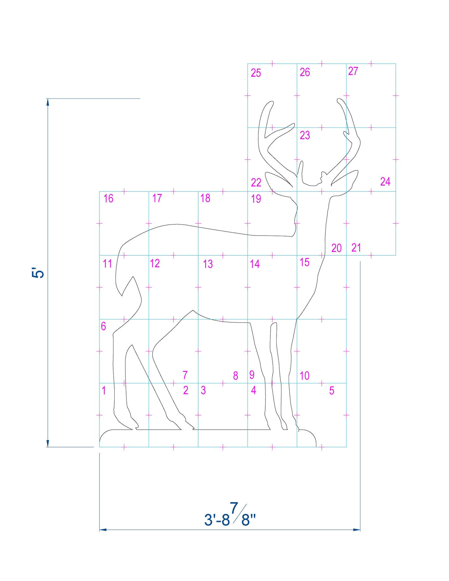 5ft Reindeer Calf Silhouette Template | Christmas Stencil (PDF)