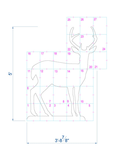 5ft Reindeer Calf Silhouette Template | Christmas Stencil (PDF)