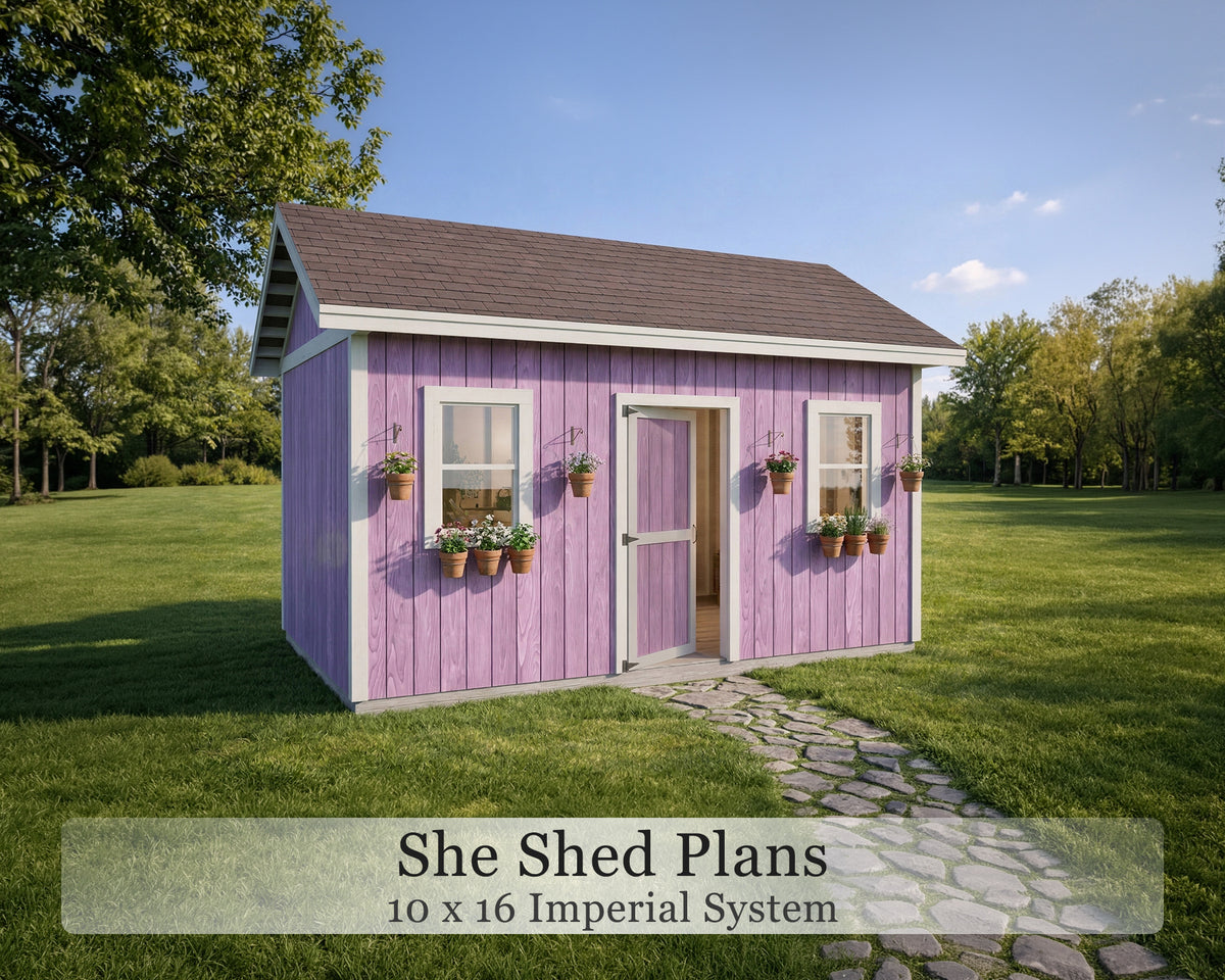 10x16 She Shed Plans | Backyard Studio, Guest House | PDF Download
