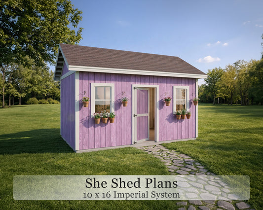 10x16 She Shed Plans | Backyard Studio, Guest House | PDF Download