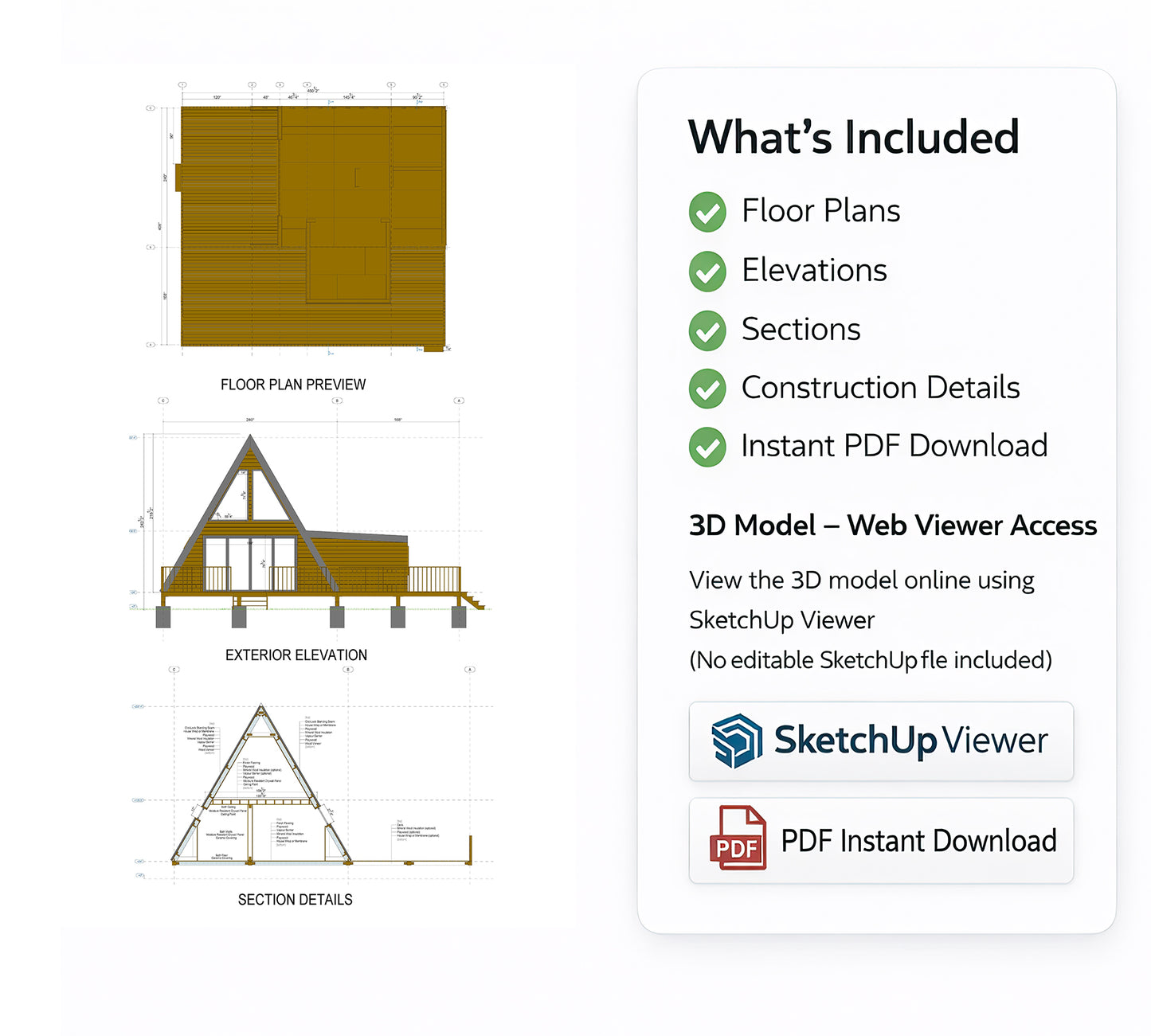 20x24 A Frame Cabin Plan