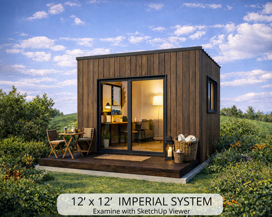 12x12 Small Cabin Plan