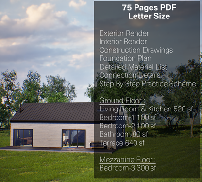 20x40 Barndominium Cabin House Plan