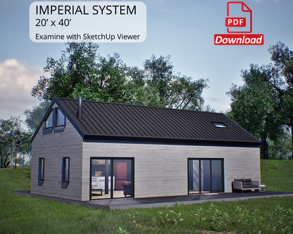 20x40 Barndominium Cabin House Plan