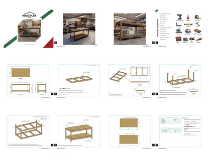 Workbench DIY Plans, Simple 2x4 Garage Workbench with Storage Shelf